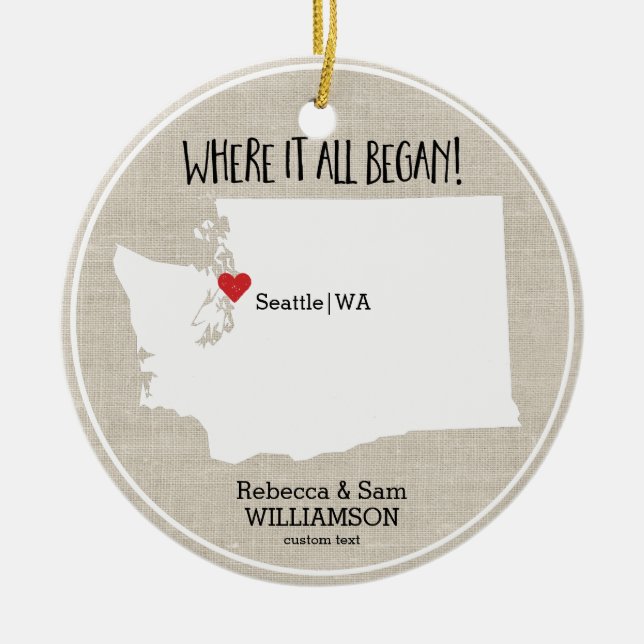 Washington-Staats-Liebe-kundenspezifische Keramikornament (Vorne)