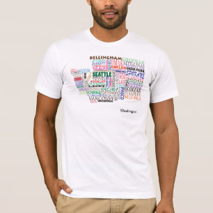 Washington-Staats-Stadt-Karte T-Shirt