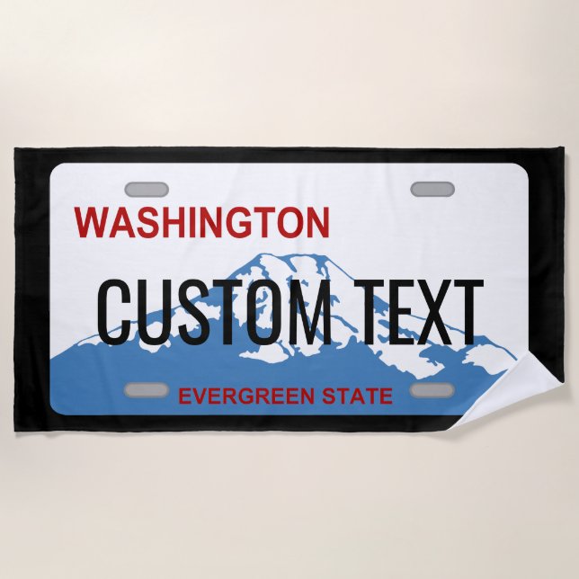 Washington-Staatslizenzplatte fertigen Strandtuch (Vorderseite)