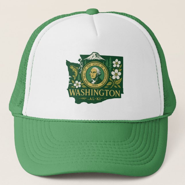 Washington Staatsstolz Truckerkappe (Vorderseite)