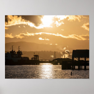 Washington State Ferries bei Sonnenuntergang Fotog Poster