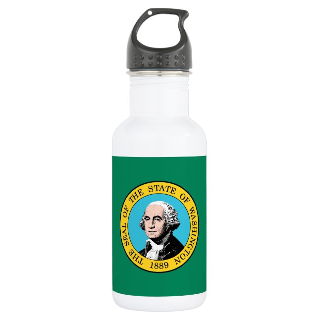 Washington State Flagge Edelstahlflasche (Vorderseite)
