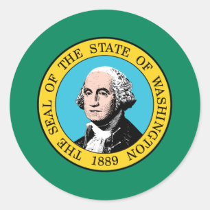 Washington State Flagge Runder Aufkleber