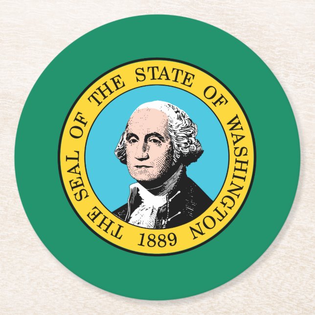 Washington State Flagge Runder Pappuntersetzer (Vorderseite)