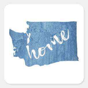 Washington State Home Holzmaserung Quadratischer Aufkleber