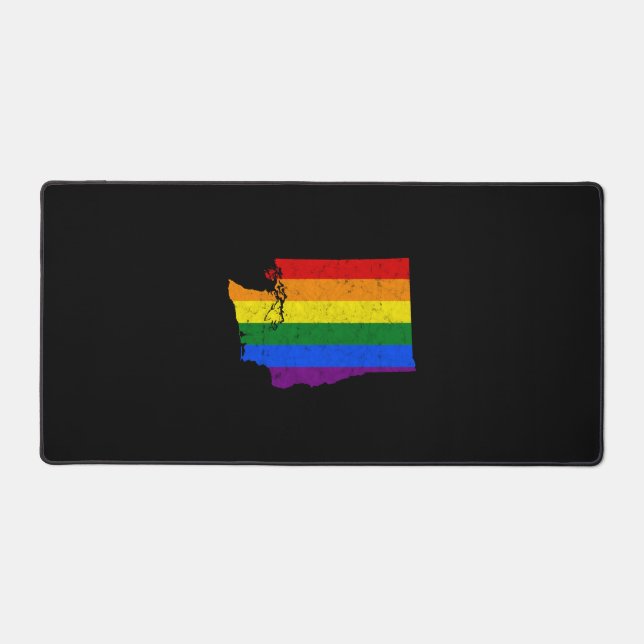 Washington State Lgbt Rainbow Flag Schreibtischunterlage (Vorderseite)
