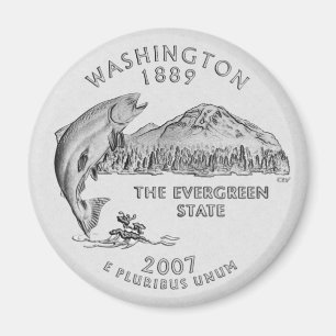 Washington State Quarter Grau Magnet