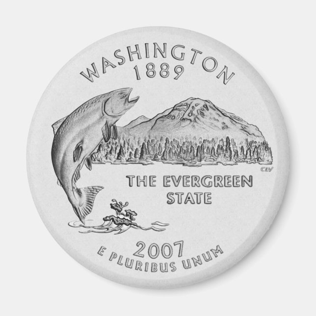 Washington State Quarter Grau Magnet (Vorne)