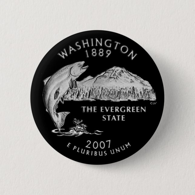 Washington State Quarter Schwarz Button (Vorderseite)