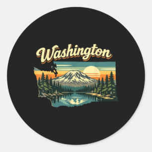 Washington State Sonnenuntergang Berg Wald See Sze Runder Aufkleber
