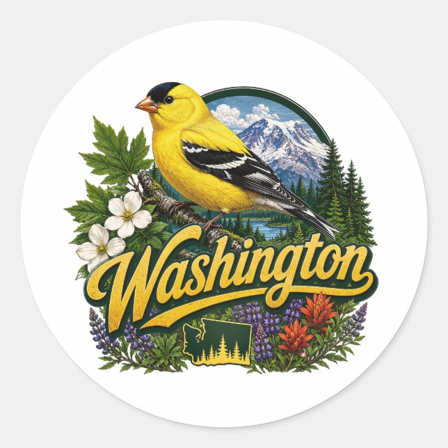 Washington Stieglitz Blumengestaltung Runder Aufkleber (Vorderseite)