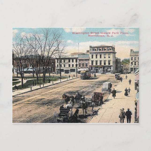 Washington Street, Morristown NJ, Vintag Postkarte (Vorderseite)