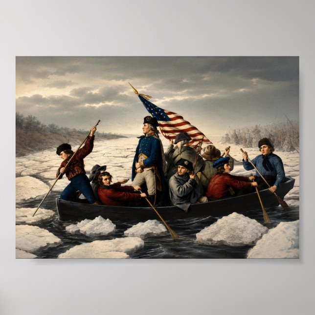 Washington überquert den Delaware Amerika Geschich Poster (Vorne)