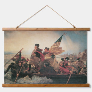 Washington überquert den Delaware von Emanuel Leut Wandteppich Mit Holzrahmen