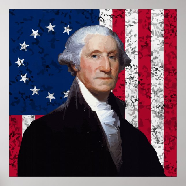Washington und die amerikanische Flagge Poster (Vorne)