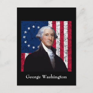 Washington und die amerikanische Flagge Postkarte