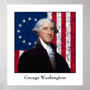 Washington und die US-Flagge Poster