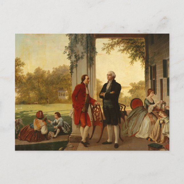 Washington und Lafayette auf dem Mount Vernon 1784 Postkarte (Vorderseite)