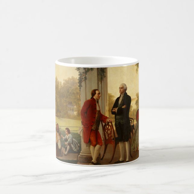 Washington und Lafayette bei Mount Vernon 1784 Kaffeetasse (Mittel)