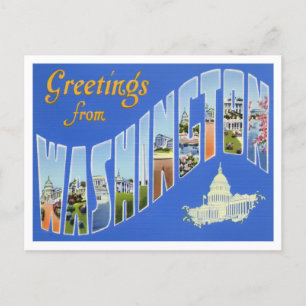 Washington Vintag Big Letters Postcard Postkarte