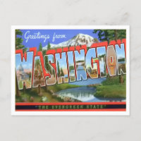 Washington Vintag Big Letters Postcard