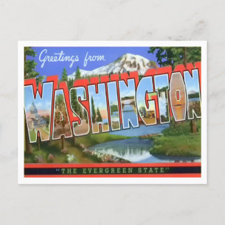 Washington Vintag Big Letters Postcard Postkarte