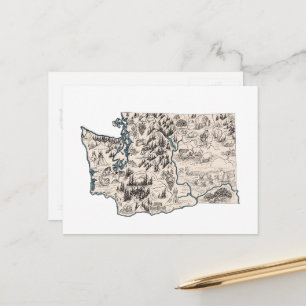 Washington Vintage-Bildkarte Antike Staatsgrafik Postkarte