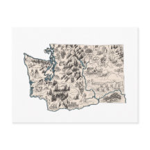 Washington Vintage-Bildkarte Antike Staatsgrafik