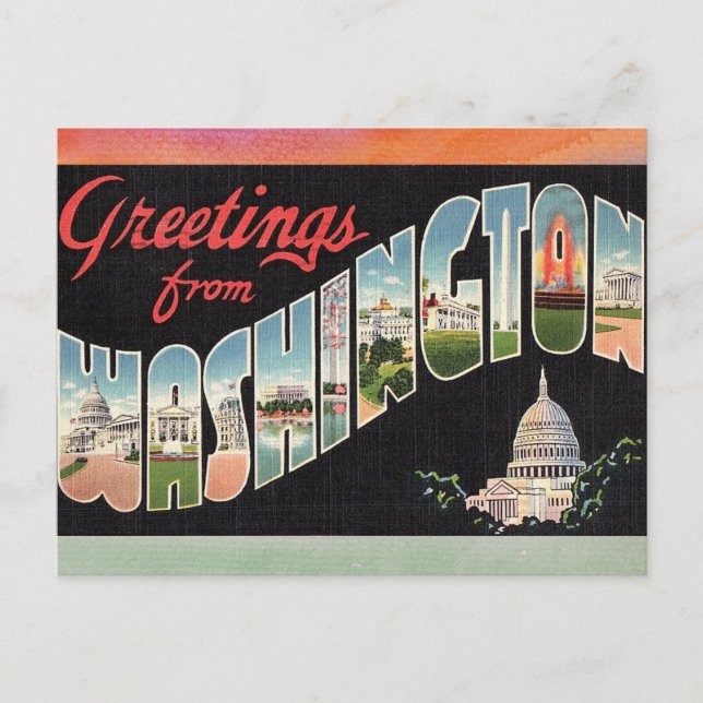 Washington Vintage Travel Postcard Postkarte (Vorderseite)