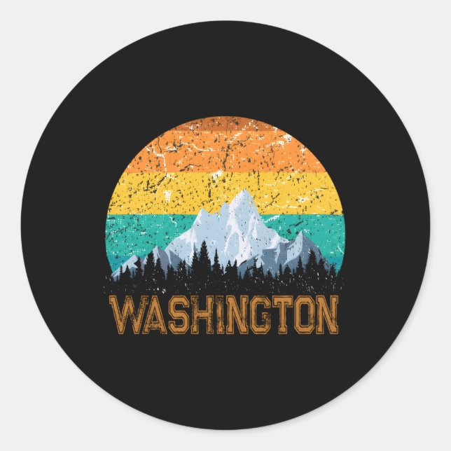 Washington Wa Liebe Staat Runder Aufkleber (Vorderseite)