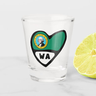 Washington, WA Staatsflagge im Herzen, Shot Glass Schnapsglas