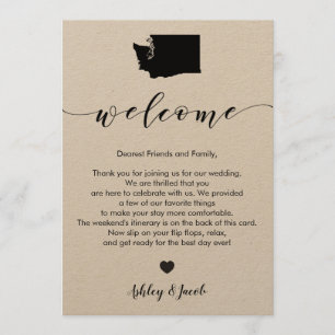 Washington Wedding Welcome Letter & Itinerary Card Programm