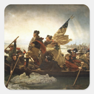 Washington, welches das Delaware - 1851 kreuzt Quadratischer Aufkleber