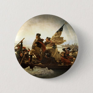 Washington, welches das Delaware kreuzt Button