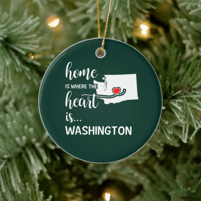 Washington Zuhause ist das Herz Keramik Ornament (Baum)