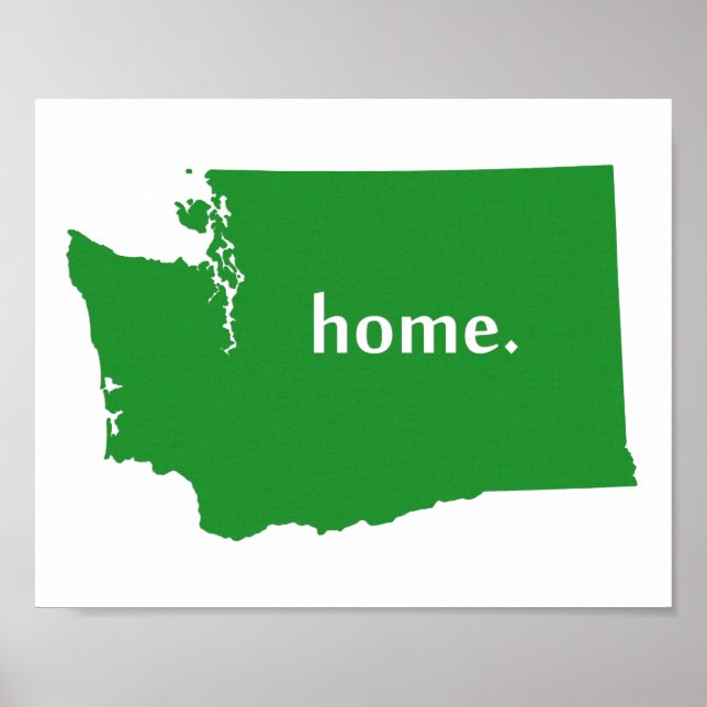Washington Zuhause Silhouette Staat Map Poster (Vorne)