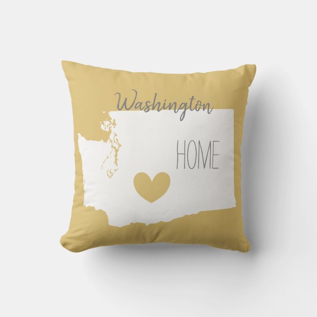 Washington Zuhause Staat Map Liebe Kissen (Vorderseite)