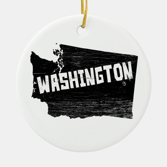 Washington-Zuhause-Vintage beunruhigte Karte Keramik Ornament (Vorne)