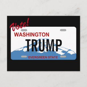 Washingtoner Nummernschild wählt Trump-Zollkarte Postkarte