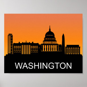 Washingtoner Silhouette, Sommer-Sonnenuntergang Poster