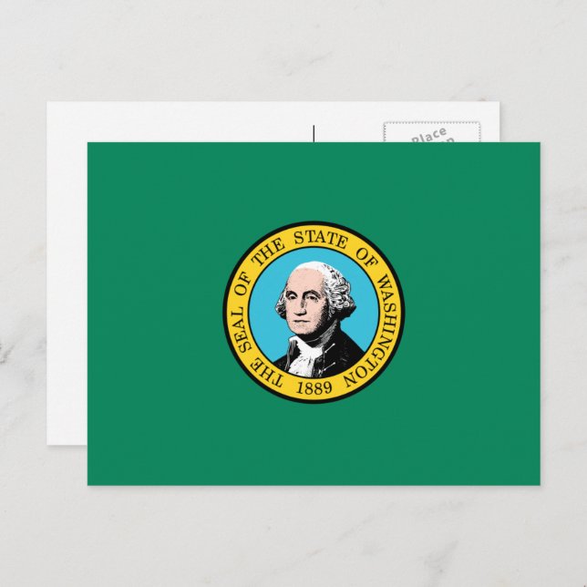 Washingtonische Flagge, Flagge Washingtons Postkarte (Vorne/Hinten)