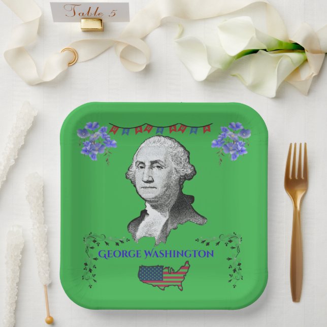 Washingtons Beitrag kellygrün  Pappteller (Hochzeit)