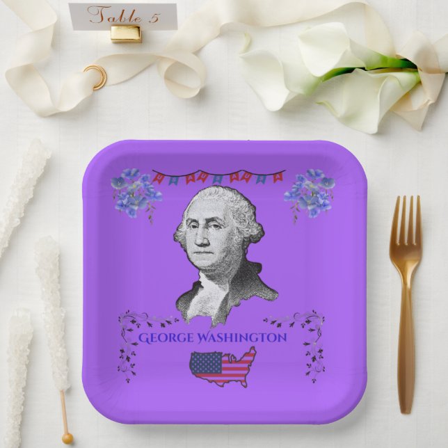 Washington's Contribution purple Pappteller (Hochzeit)