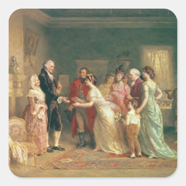 Washington's Geburtstag, 1798 Quadratischer Aufkleber (Vorderseite)