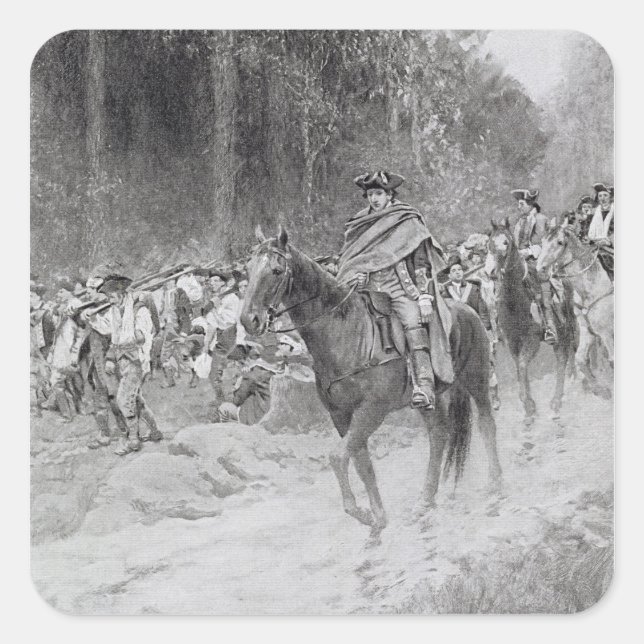 Washingtons Rückzug aus großen Wiesen Quadratischer Aufkleber (Vorderseite)