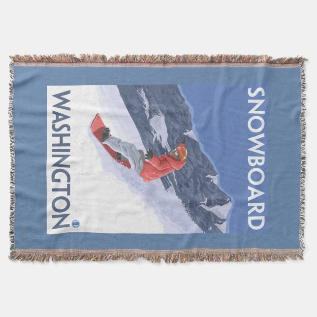 WashingtonSnowboarding Vintages Reise-Plakat Decke (Vorderseite)