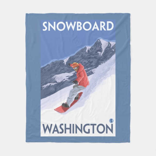 WashingtonSnowboarding Vintages Reise-Plakat Fleecedecke (Vorderseite)