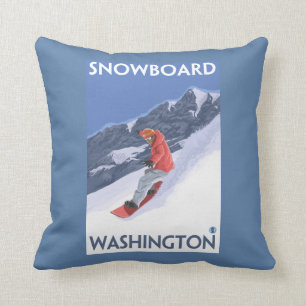 WashingtonSnowboarding Vintages Reise-Plakat Kissen