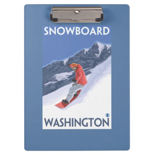 WashingtonSnowboarding Vintages Reise-Plakat Klemmbrett
