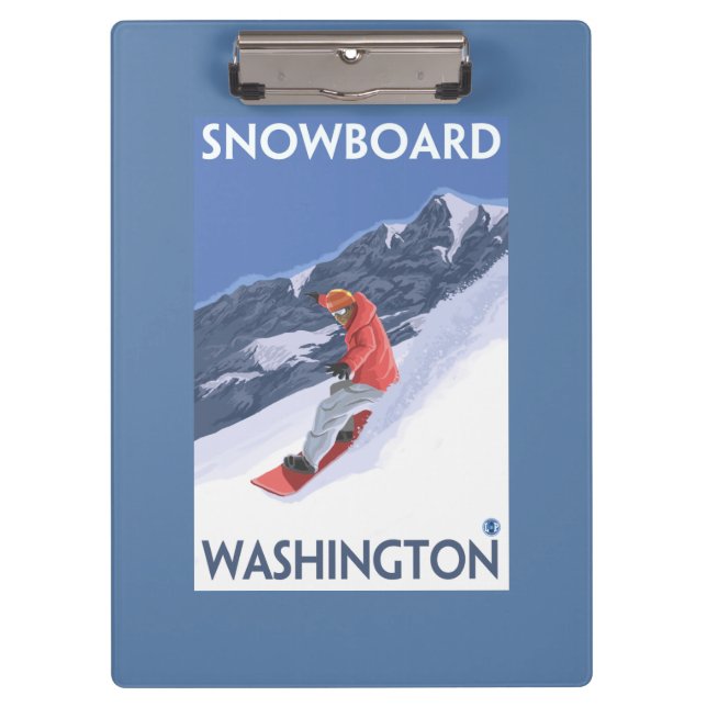 WashingtonSnowboarding Vintages Reise-Plakat Klemmbrett (Vorderseite)